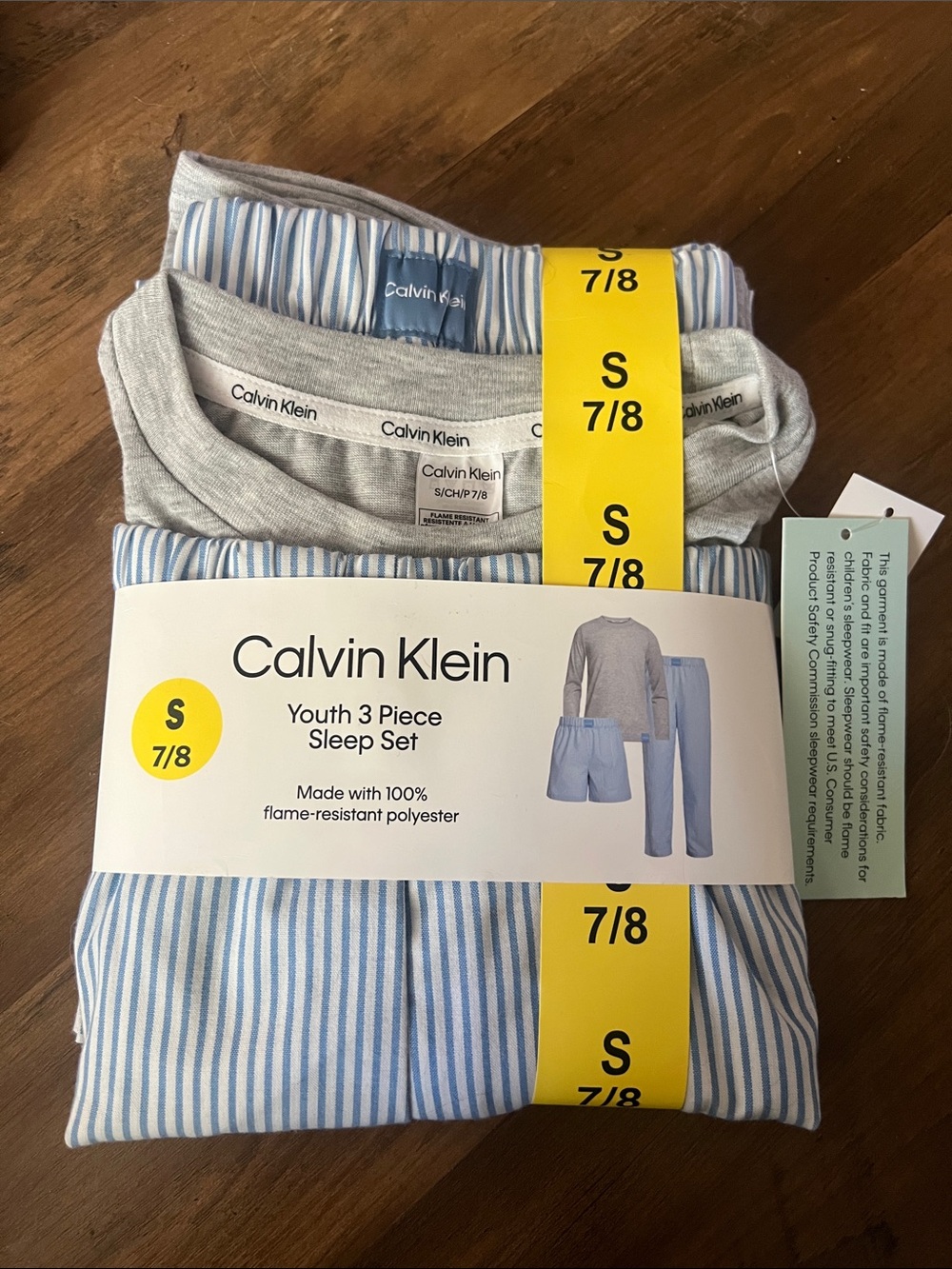 Calvin Klein Youth 3-Piece Sleep Set - Light Blue & Gray